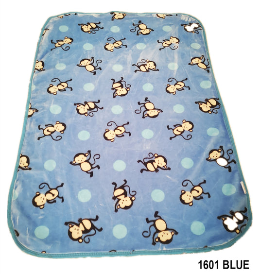 Poptex Baby Blanket – Monkey Print (Blue, Style 1601)