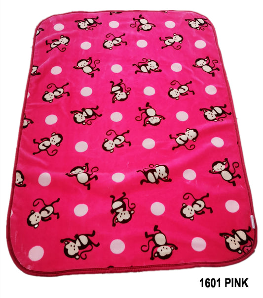 Poptex Baby Blanket – Monkey Print (Pink, Style 1601)