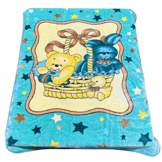 Poptex Baby Blanket – Bunny Basket (Green, Style F078)