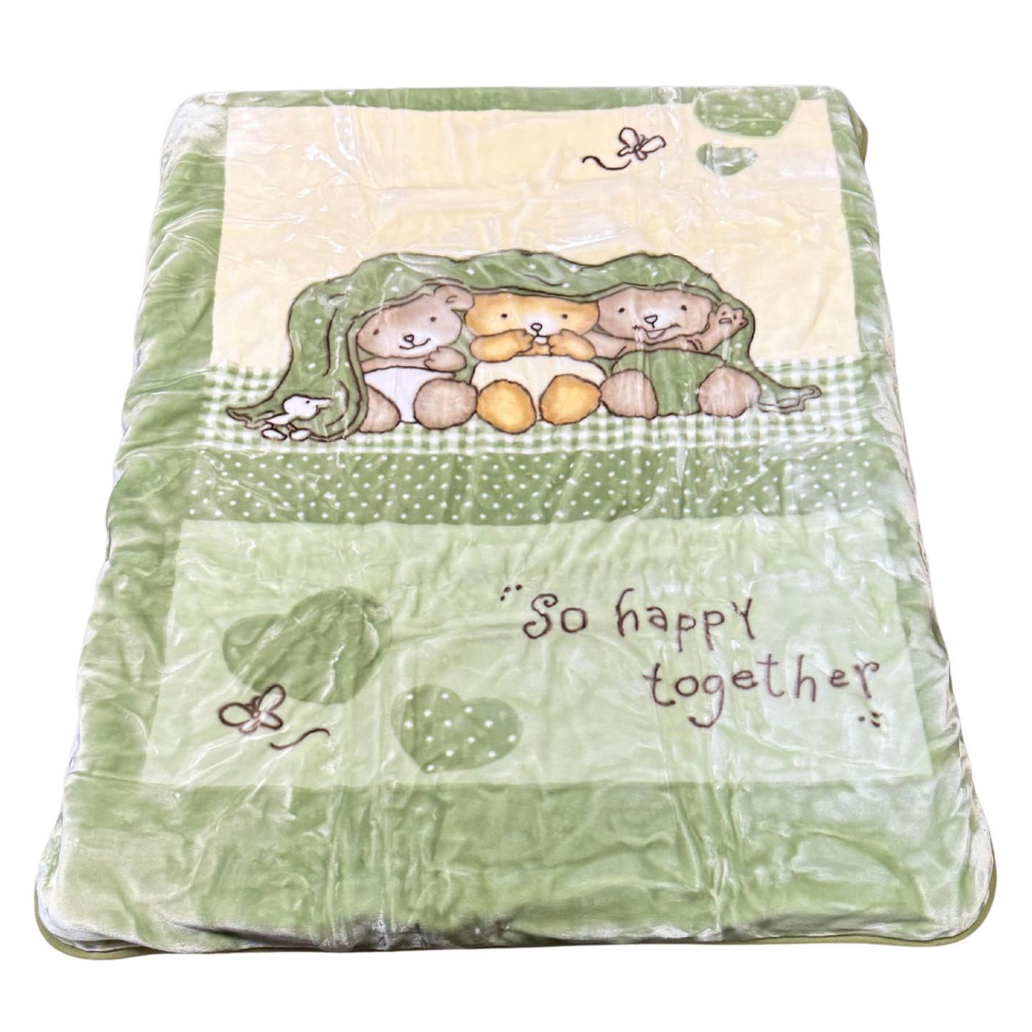 Poptex Baby Blanket – So Happy Together (Pink Green, Style F405)