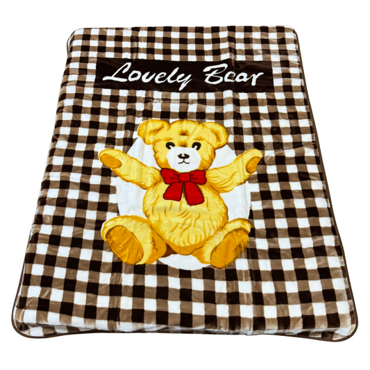 Poptex Baby Blanket – Lovely Bear (Coffee, Style F085)
