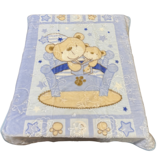 Poptex Baby Blanket – Baby Pattern (Blue, Style F7019)